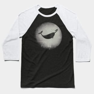 Cat and Narwhal Fly Across the Moon Baseball T-Shirt